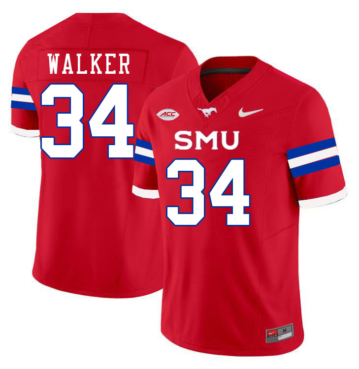 SMU Mustangs #34 Ahmad Walker Jersey College Football Uniforms-Red